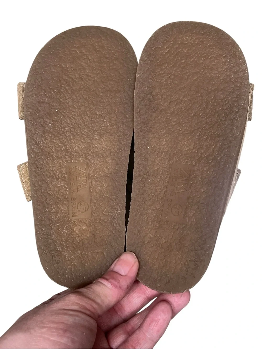 Zara kids double strap leather sandals in sandy brown Made in Spain